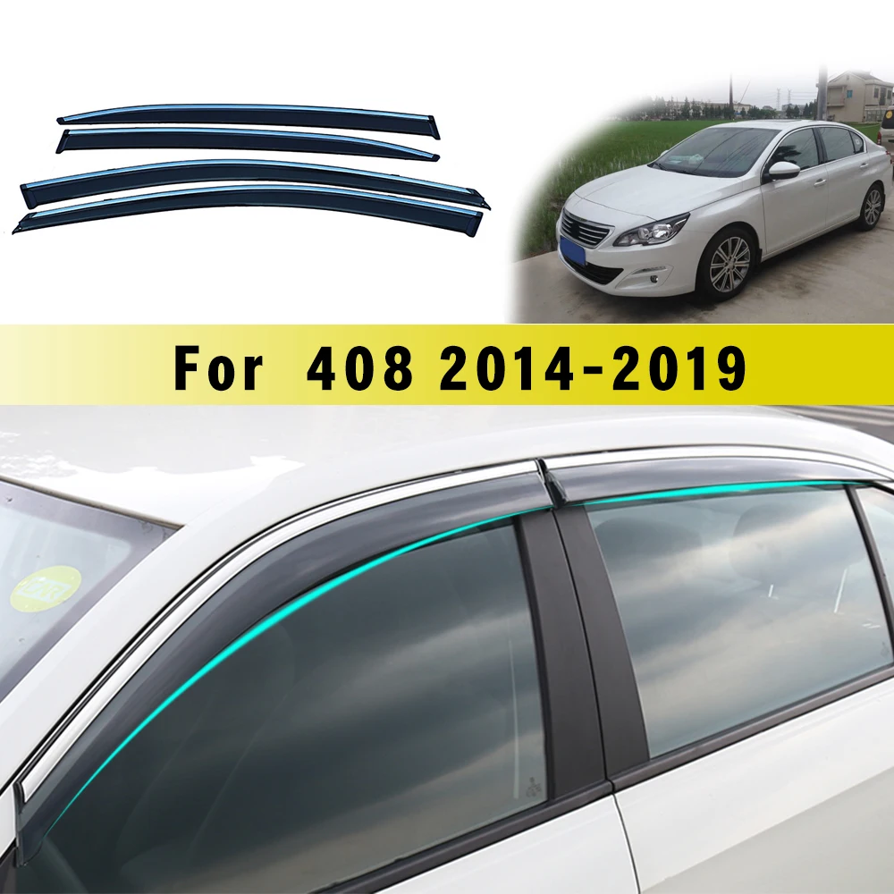 

For Peugeot 408 2014 2015 2016 2017 2018 2019 Window Weather Shield Deflector Guard Car Styling Auto Accessories 4pcs Awnings