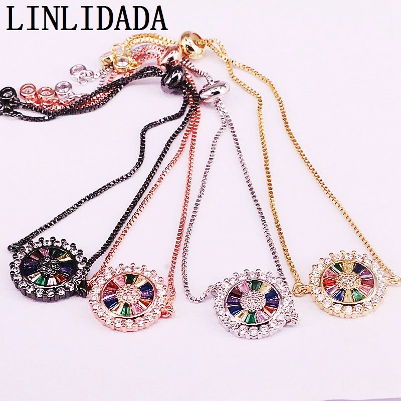 8 шт оптом Радуга CZ кубический цирконий круглые Разъемы Браслеты в смешанных цветах ювелирные изделия