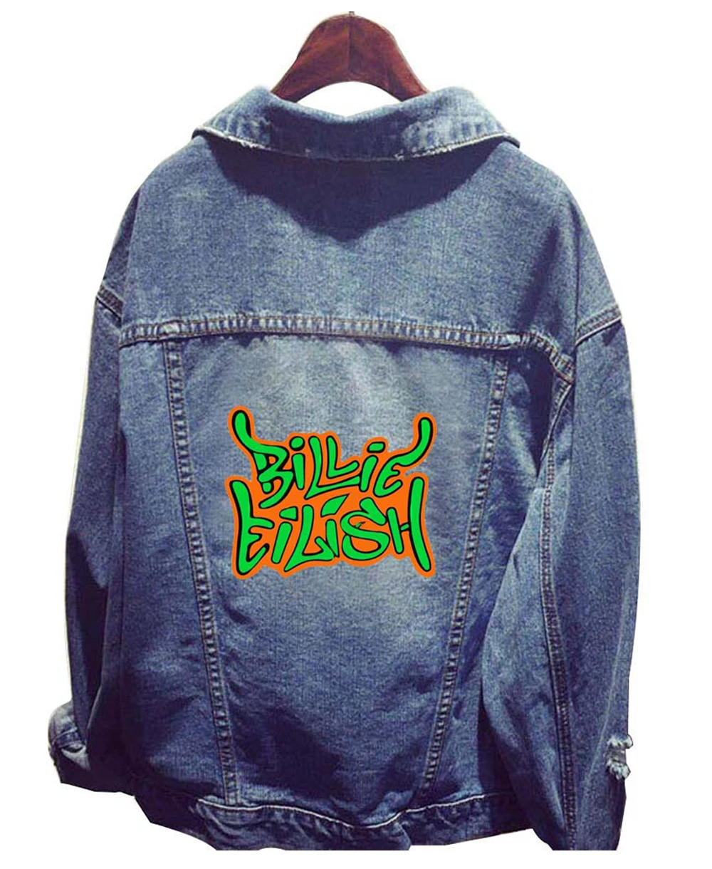 Billie Eilish женская джинсовая куртка больших размеров 4XL, длинная джинсовая куртка, пальто, отбеливатель, полный рукав, одна грудь, свободная женская джинсовая куртка