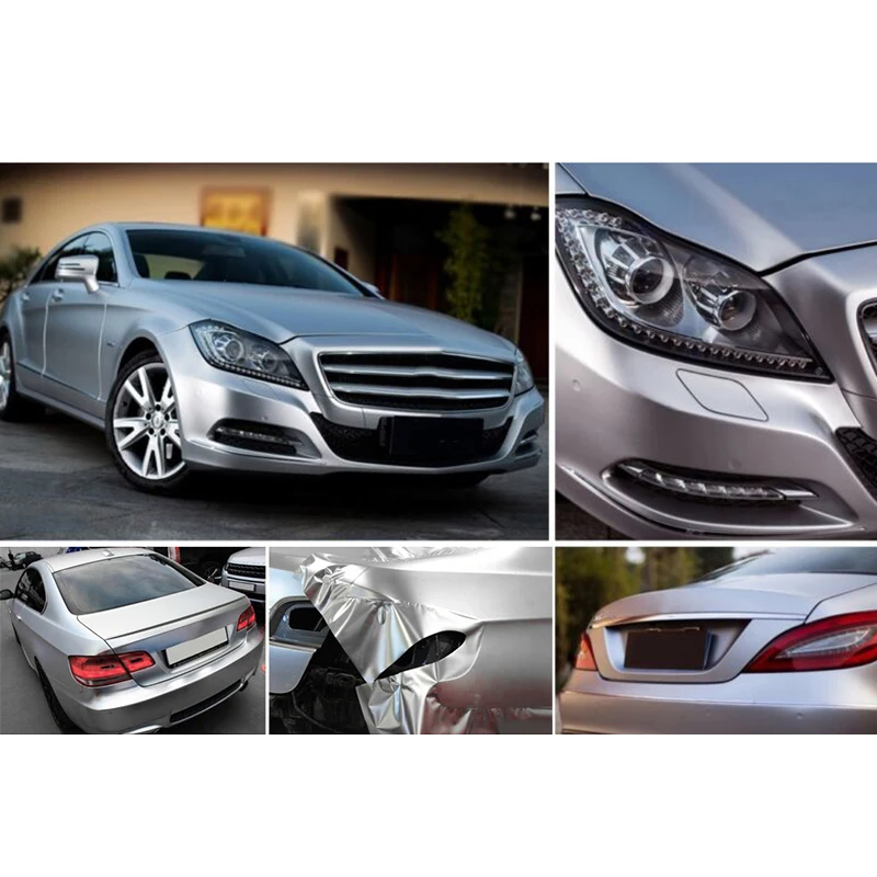  car accessory 30*150CM Satin Matte Chrome Metallic Silver Vinyl Film Wrap Sticker Bubble Free