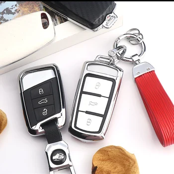 

Car Key Case Cover Key Chain Ring Protection for VW Golf Bora Jetta POLO GOLF Passat A5 Fabia seat Leon B8 Gte Skoda Octevia