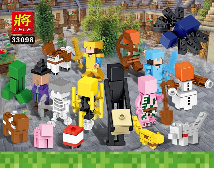 Серия MinecraftING Steve The Big Fig с попугаем, модель, строительный блок, кирпичные игрушки для детей, подарок, игрушки для детей