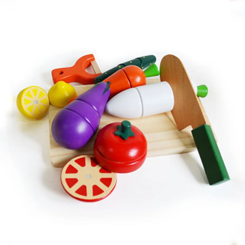 

Wooden Toy Magnetic & Vegetable Fruit Wooden Box Cutting Children Wooden Model Play House Kitchen Cooking