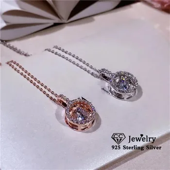 

CC Necklaces For Women S925 Silver Move Pendants Simple Cubic Zirconia Fine Jewelry Beating Heart Romantic Clavicle Chain CCN713