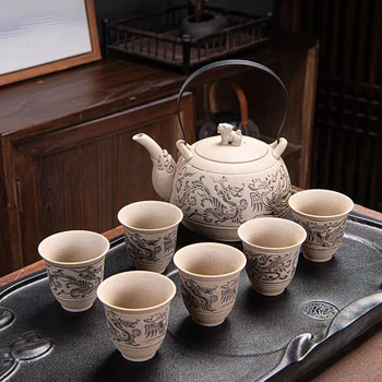 

Chinese Kung Fu Teapot Tea Set Ceramic Portable Teapot Set One Pot Two Cup Outdoor Travel Gaiwan Tea Cups of Tea Ceremony Teacup