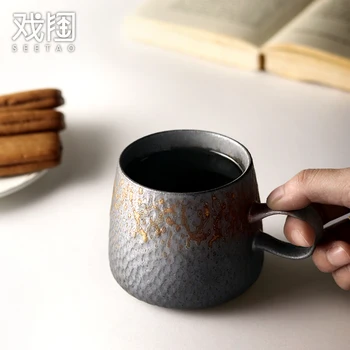 

Japan Porcelain Tea Cups Retro Coffee Cup Vintage Household Water Cup Mug Black Tazas De Ceramica Creativas Latte Cup Teacup Q