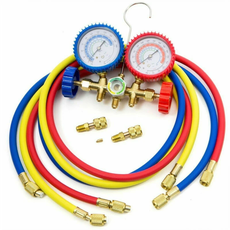 

7pcs R410A R22 R404A A/C Refrigeration Charging Service Manifold Gauge Durable