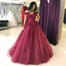 Бордовые Бальные платья, платья для выпускного вечера для женщин,, vestido de festa, сексуальные, с открытыми плечами, на шнуровке, корсетные, 3D цветы, нарядные, вечерние платья