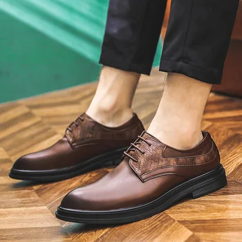 

NXY Oxford Shoes for Men Leather Low Cut European Mens Dress Shoes Large Sizes Male Formal Official Lace Up Footwear Autumn