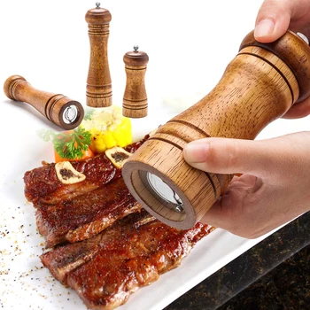 

Salt and pepper mill, solid wood pepper mill with powerful adjustable ceramic grinder 5" 8" 10"-Leeseph kitchen tools