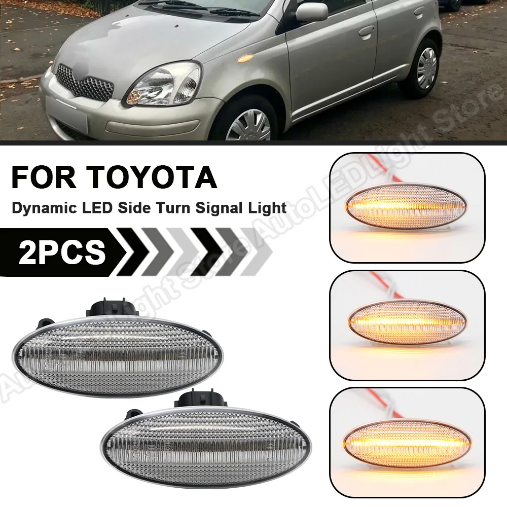 

2X Dynamic Clear LED Side Marker Light Turn Signal Sequential Lamp For Toyota Yaris Vitz RAV4 Auris Corolla Conquest Verso