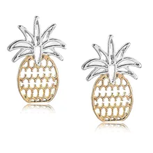 Новое поступление S925 Серебряная игла ананас золотая серьга-гвоздик с покрытием сплав Американский металлический завод серьги с фруктами ювелирные изделия для девочек