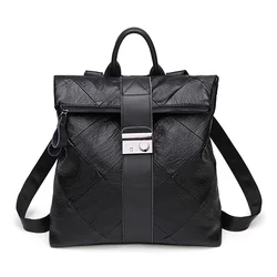 Women's Backpack Retro shoulder bag Black leather Mini Small cute girl Bag for Designer 2020 Motorcycle Travel Diaper Handbag