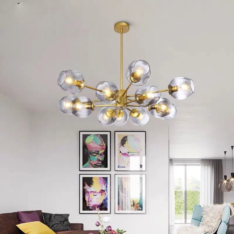 Postmodern glass bubble chandelier Dining room Kitchen Island Molecular lamp Black Rose Gold tree branch | Лампы и освещение