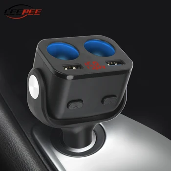 

LEEPEE Car Accessories Cigarette Lighter Socket Quick Charge For Cellphone Splitter Charger Dual USB Adapter Plug QC 3.0 12V