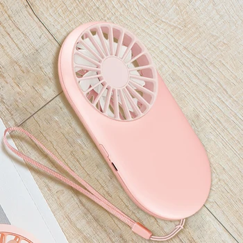 

ABS Home Powerful Air Cooler With Lanyard Office Outdoor Travel Handheld Mini Fan Simple Portable USB Rechargeable Adjustable