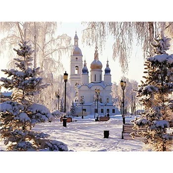 

Diamond Embroidery Winter House Diamond Landscape Diamond Trees Diamond Painting Cross Stitch Needlework Craft Gifts DIY