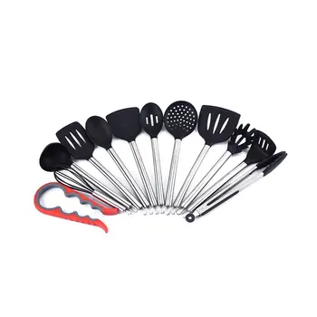

12 Piece Silicone Kitchenware Set With Hollow Stainless Steel Handle Protect Your Cookware Ergonomic Design