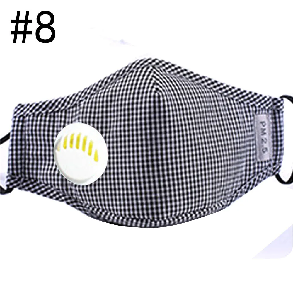 1 шт. модный Респиратор маска с дыхательным клапаном Моющийся хлопок фильтр с активированным углем PM2.5 рот маски Анти Пыль аллергия - Цвет: 8