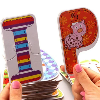 

2019 Baby Zoo Series 26pcs Alphabet Educational Cards For Children Baby Memory Pair Game Toys Cartoon Cards Preschool Education