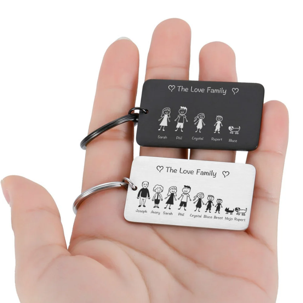 Keychain Keyring-Bag Charm Engraved Present Parents Gifts Family Children Cute Love