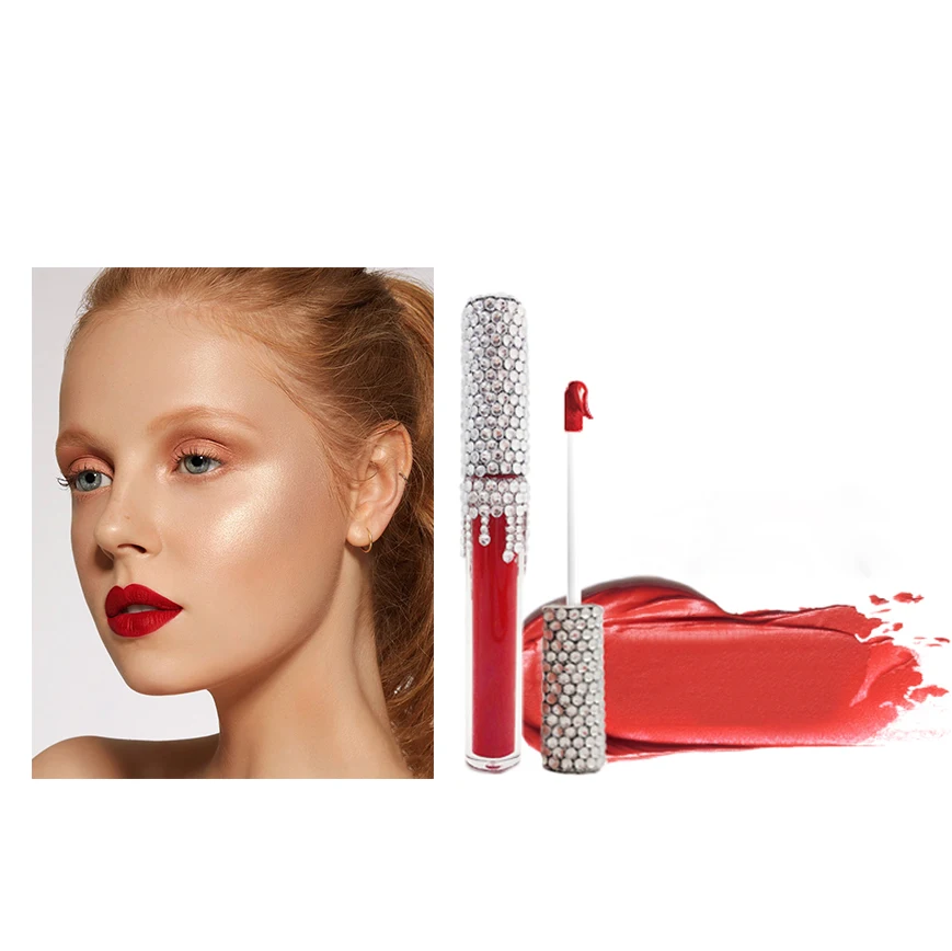 

Best Long lasting Lip Gloss Diamonds Liquid Lipstick Kyliejenner Makeup 5 colors Matte And Pearls Velvet Lip Gloss Waterproof
