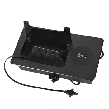 

Multifunctional Clamshell Desktop Socket Cable Box with Brush 2AC Outlet 2USB 18W Wireless Charger Aluminum Alloy Power Socket