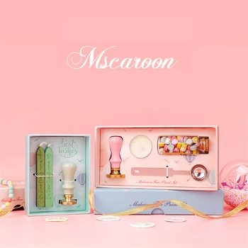 

DIY Creative Stamps Wax Seal Kit Macaron Custom Stamp Set for Sealing Beads Envelope Wedding Packaging Gifts Postcard Stamping