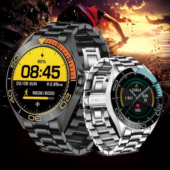 Relojes inteligentes LIGE de lujo con banda de acero para hombre smartwatch IP68, reloj deportivo para Fitness resistente al agua, reloj inteligente Android ios para hombre