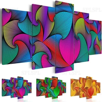 

Canvas Wall Art Pictures Home Decor 5 Pieces Colorful Abstract Lines Flower Painting For Living Room Modular Prints Poster