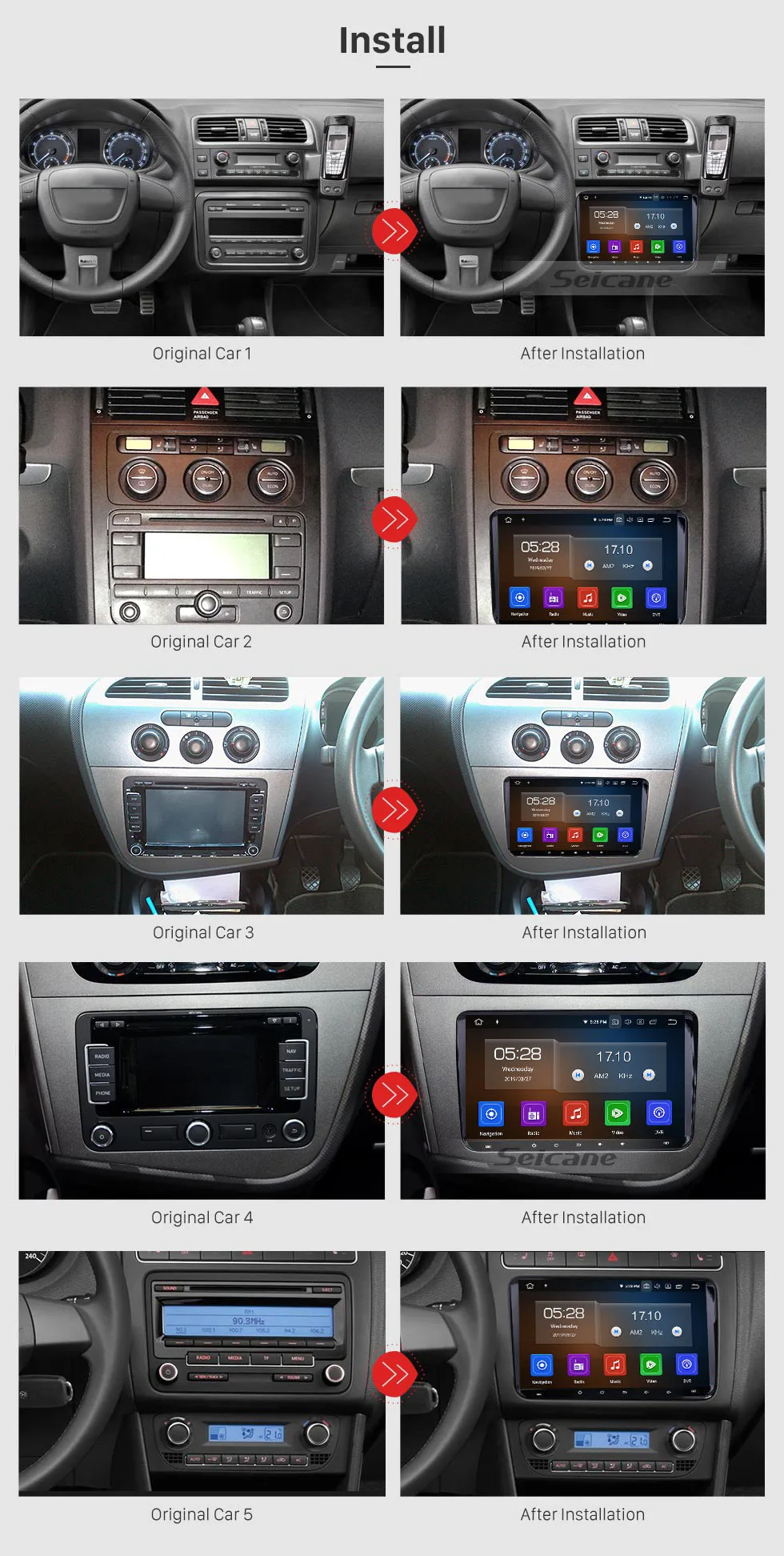 Perfect Seicane Android 9.0 Car GPS radio Navigation Unit Player for Seat Toledo Leon VW Golf Polo Passat Tiguan Sharan Caddy Cupra 1