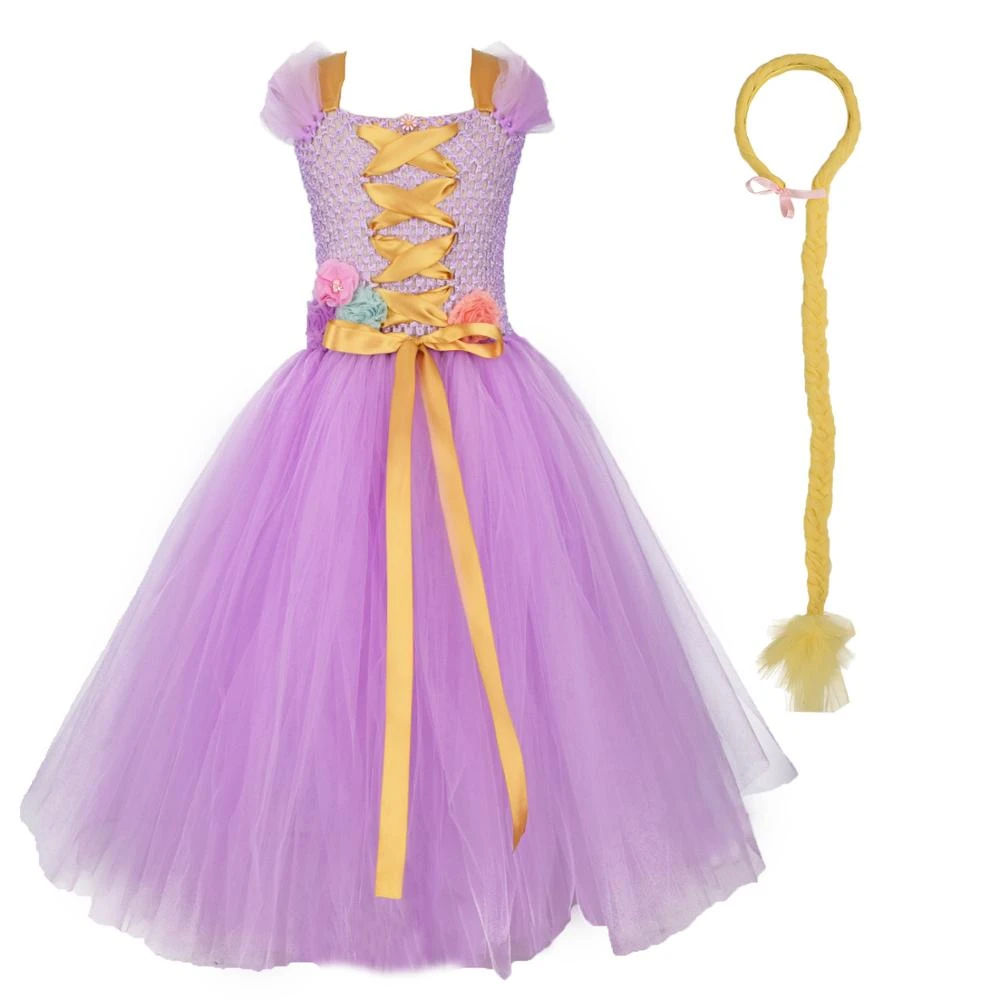 Girls Rapunzel Princess Long Tutu Dress Fancy Carnival Birthday Party  Dresses Kids Halloween Cosplay Rapunzel Costume Headband - Girls Casual  Dresses - AliExpress