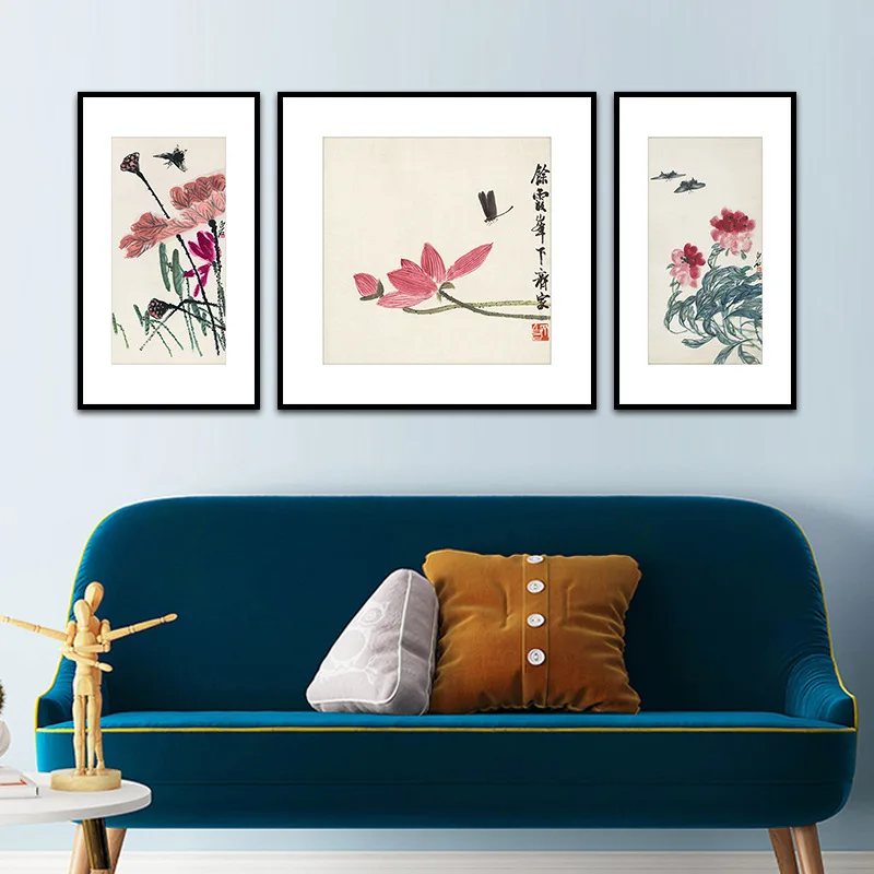 Новый китайский стиль гостиная декоративная живопись для комнаты диван настенное украшение тройное счастливое фэн шуй традиционная