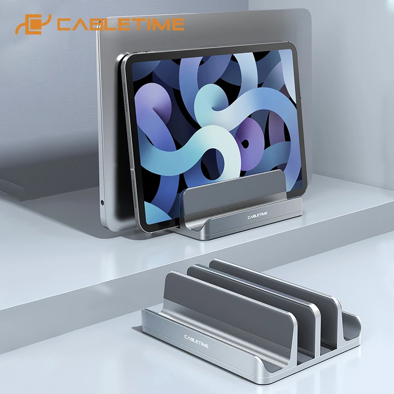 Двойная вертикальная подставка для ноутбука CABLETIME из анодированного алюминия с
