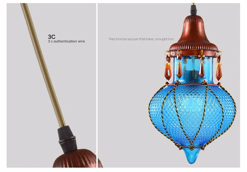 Богемский Средиземноморский цветной стеклянный Потолочный подвесной светильник, подвесной светильник, светильник для кафе, бара, ресторана, кафе, декора