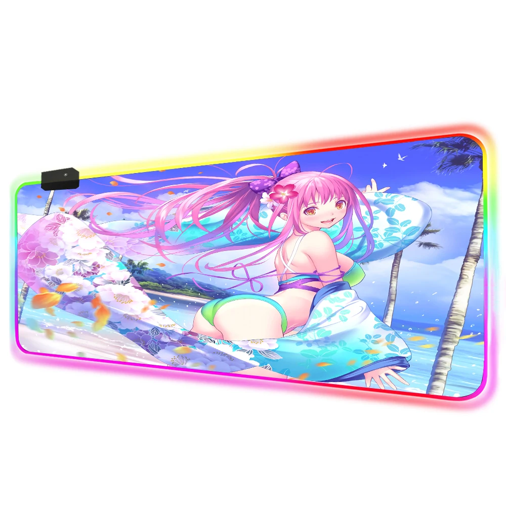 Big Breast Girl Anime Sexy Beach Rgb Colorful Gaming Large Mouse Pad Gamer Led Mice Desk Mat With Backlit Mouse Pads Aliexpress