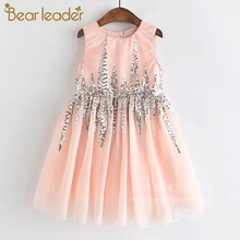 Bear Leader/детское праздничное платье для девочек новые брендовые летние платья принцессы для девочек Милая одежда с блестками, детская одежда, костюм для детей возрастом от 3 до 9 лет