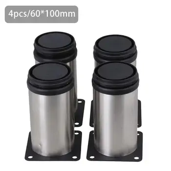 

4PCS Furniture Adjustable Cabinet Legs Stainless Steel Table Sofa Metal Foot With Screws bed Accessories 60*100mm 60*300mm