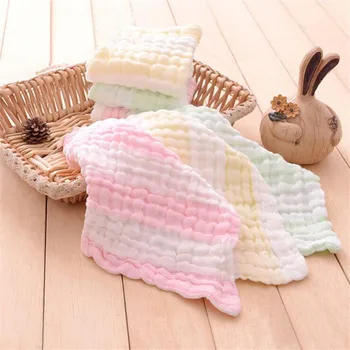 

Infant Toalla Stripe Newborn Towels Washable Print Children Bathroom Wipe Towel Cartoon Bibs Stuff For Newborns Square Scarf