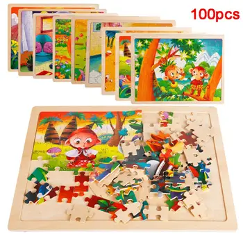 

Kuulee 100pcs Jigsaw Cartoon Animal Pattern Puzzle Children Painting Puzzles Imagine Toys