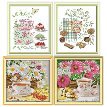 

Afternoon Tea Series 11CT14CT counted cross stitch kits printed pattern craft DMC fabric canvas sewing needlework embroidery set