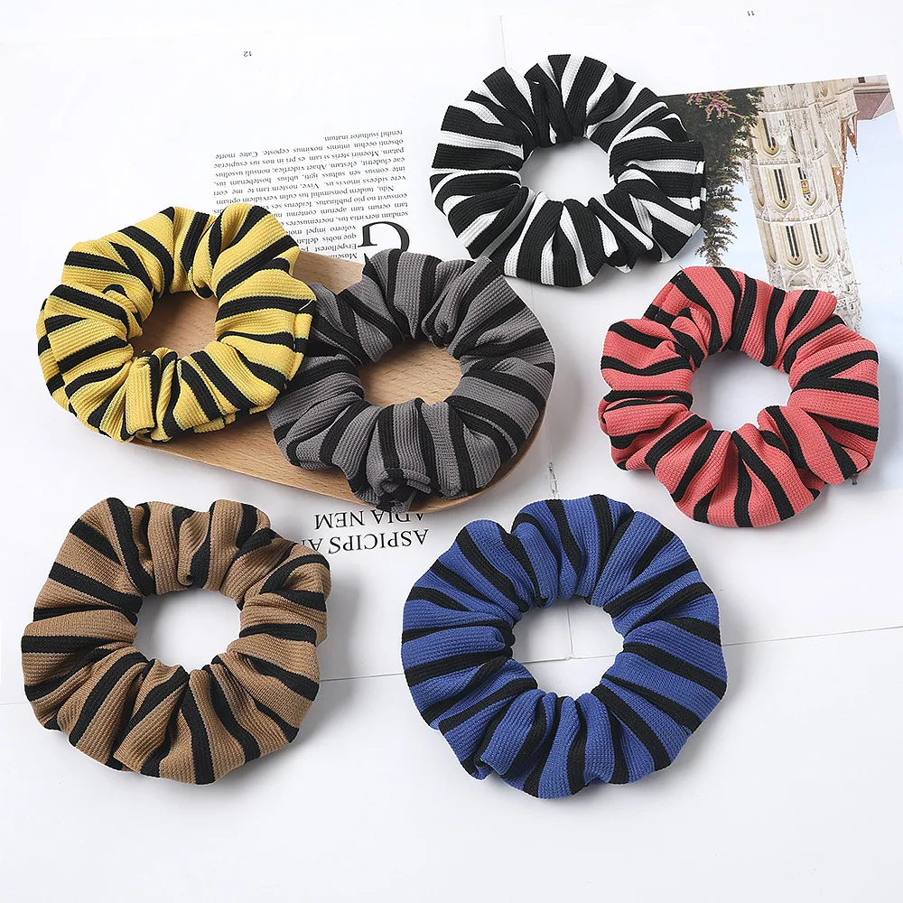 1PC Fashion Striped Hair Rope Scrunchies for Women Candy Color Elastic Hair Bands Ponytail Holder Headdress Hair Accessoires