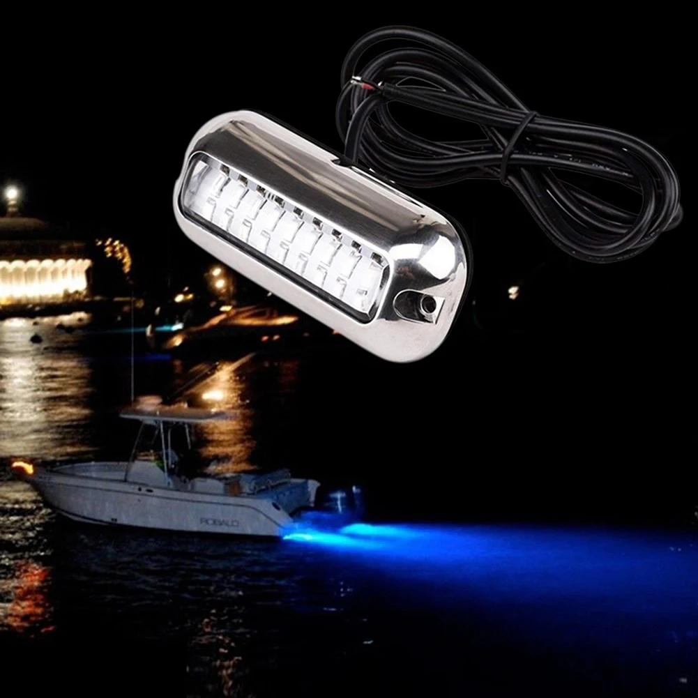 Универсальный 3,5 дюймов 12V 50W 27 светодиодный морской Нержавеющая сталь под водой Понтонный катер транца светильник белый/синий/зеленый/красный Водонепроницаемый