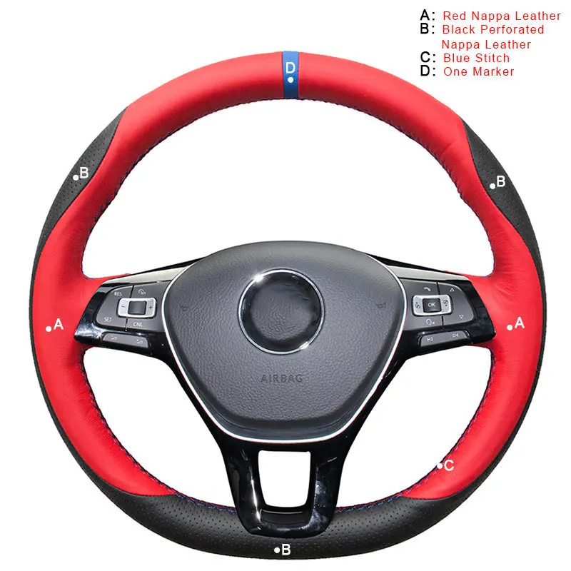 Авто оплетка на рулевом колесе Крышка для Volkswagen VW Golf 7 Mk7 новая Polo Jetta Passat B8 Tiguan Sharan автомобильный чехол автостайлинг - Название цвета: Top Layer Leather