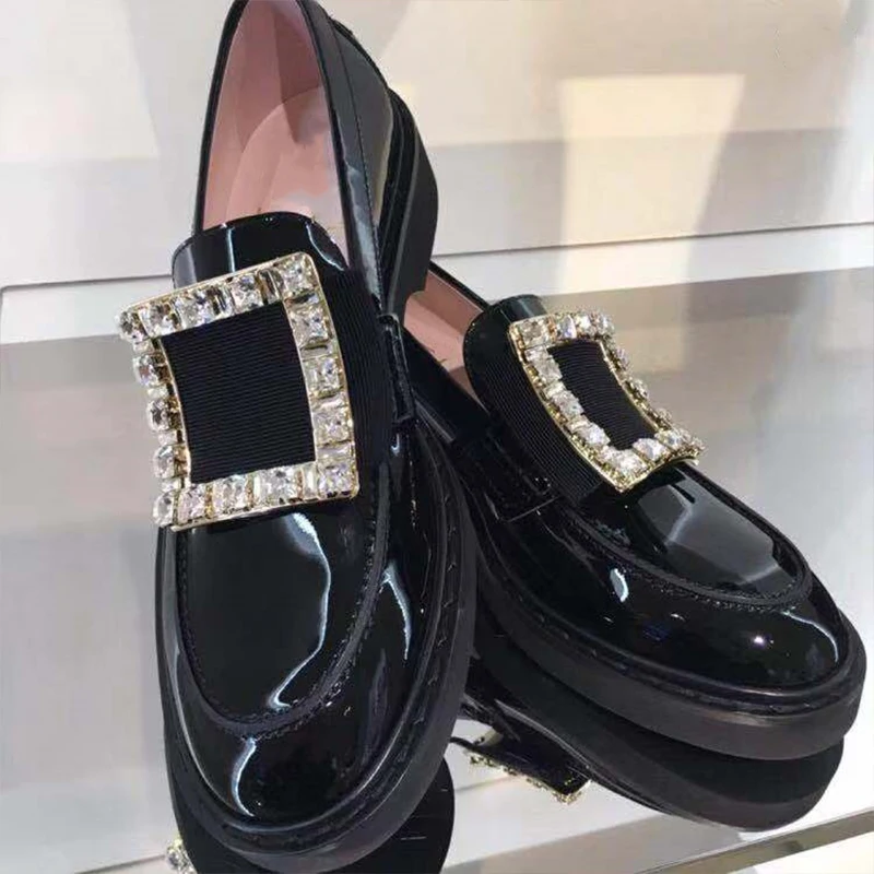 Женская обувь на плоской подошве; chaussure Femme; шикарная женская обувь; лакированный кожаный женский обувь; осенние женские лоферы с круглым носком на низком каблуке