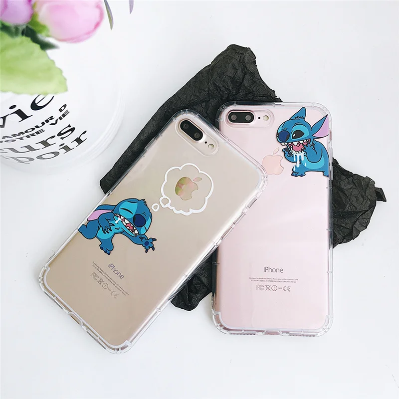 

Funny Cartoon Stitch piglet Phone Case For iPhone 6 6s 7 8 Plus X Xs Max Xr Clear soft back tpu Cases For iPhone 7 Cover Fundas