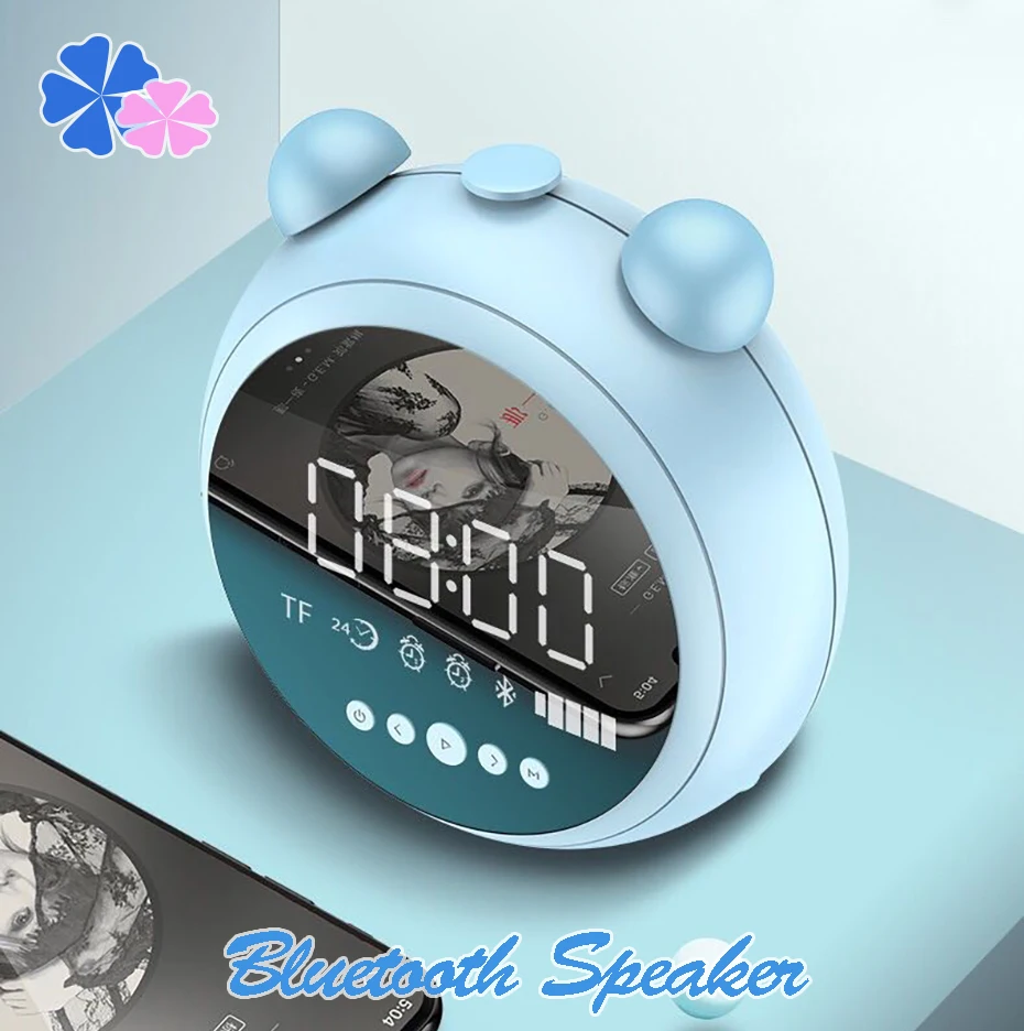 

Mini Portable Wireless Bluetooth Speaker with Clock Aux Playback TF 32G 2000mAh Colorful Soundbox Music Stereo New Fashion Gift