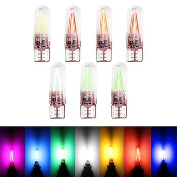 

2Pcs T10 194 2825 WY5W W5W Filament Light COB LED Glass Shell Wedge Auto Parking Bulbs CANBUS NO ERROR Car Reading Dome Lamp 12V