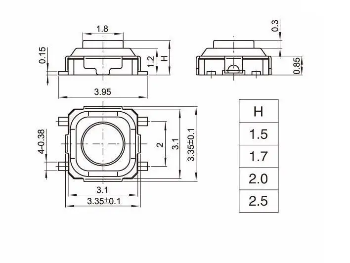 Кнопочный переключатель 3,3X3,3 M сенсорный мини-переключатель 3,3 M ультратонкий переключатель 3,3X3,3