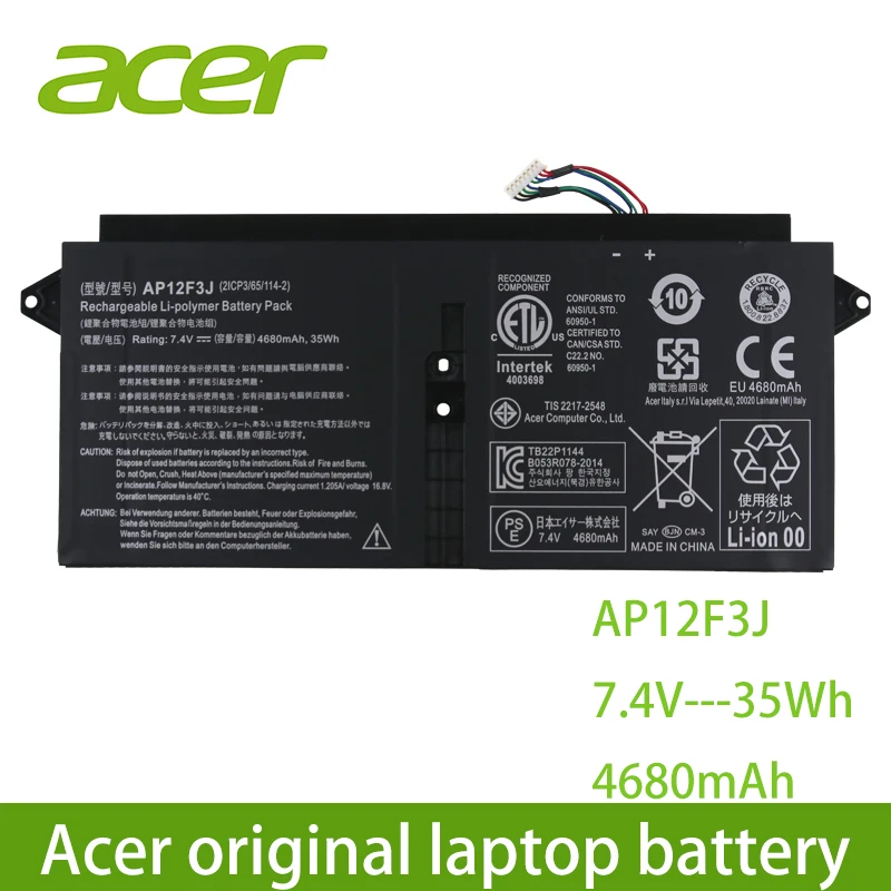 Оригинальный аккумулятор для ноутбука acer AP12F3J Aspire 13 3 &quotультрабук S7 391 2ICP3/65/114 2 7 4 V